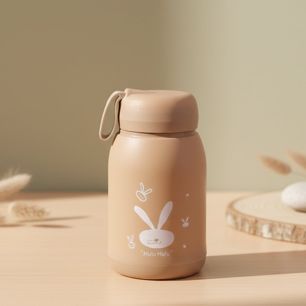 Glass water bottle featuring cute bunny design for daily hydration