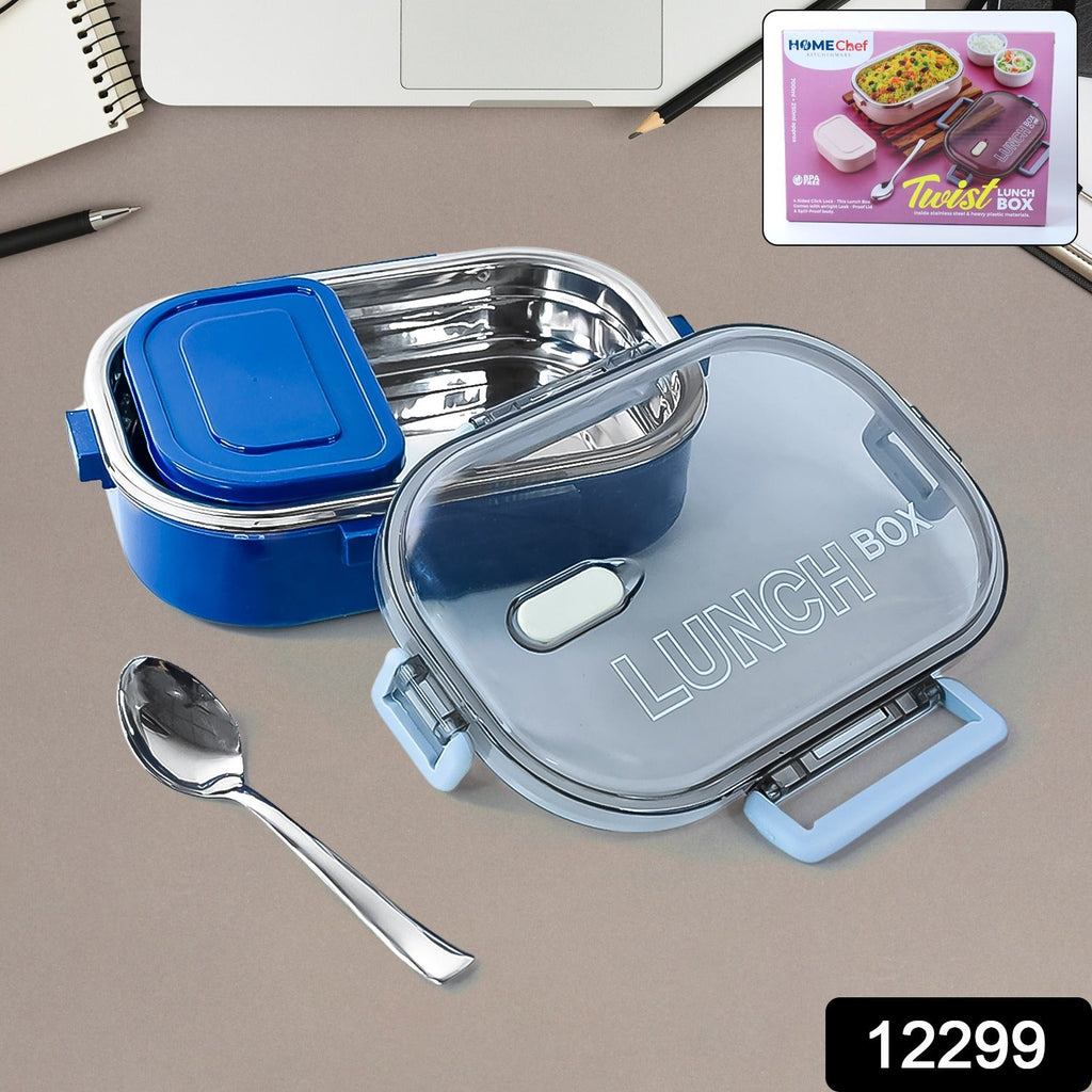 Stainless steel food container lunch box with two compartments