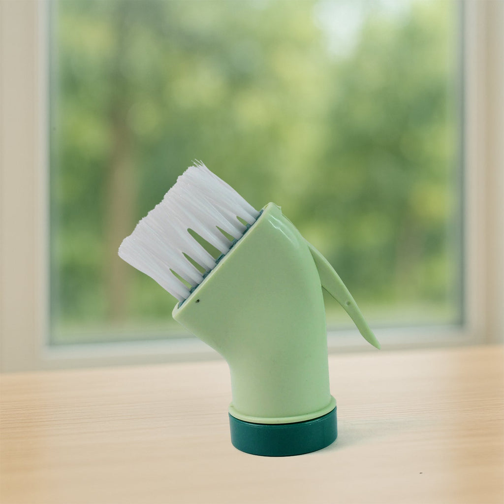Connectable cleaning brush with built-in scraper cleaning window tracks and kitchen corners