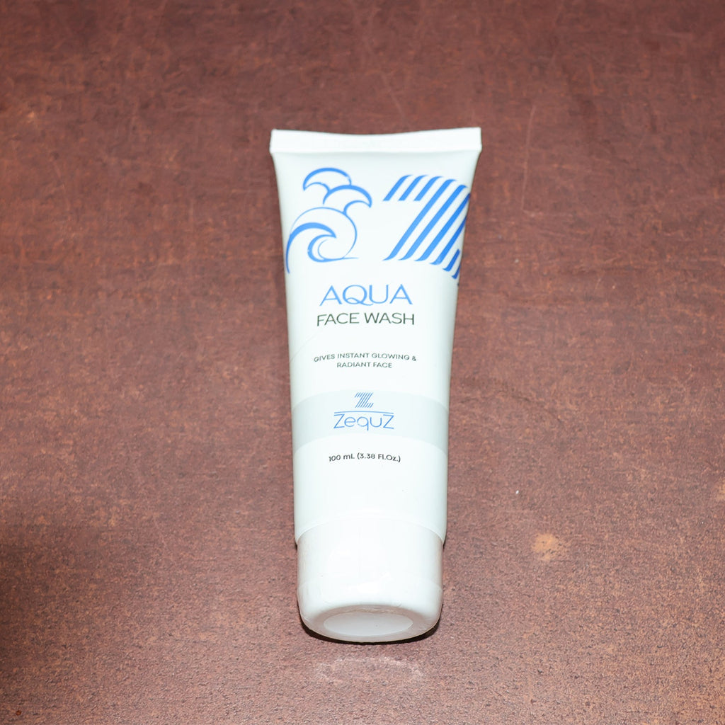 Lifestyle image featuring usage of Aqua Face Wash for fresh skin