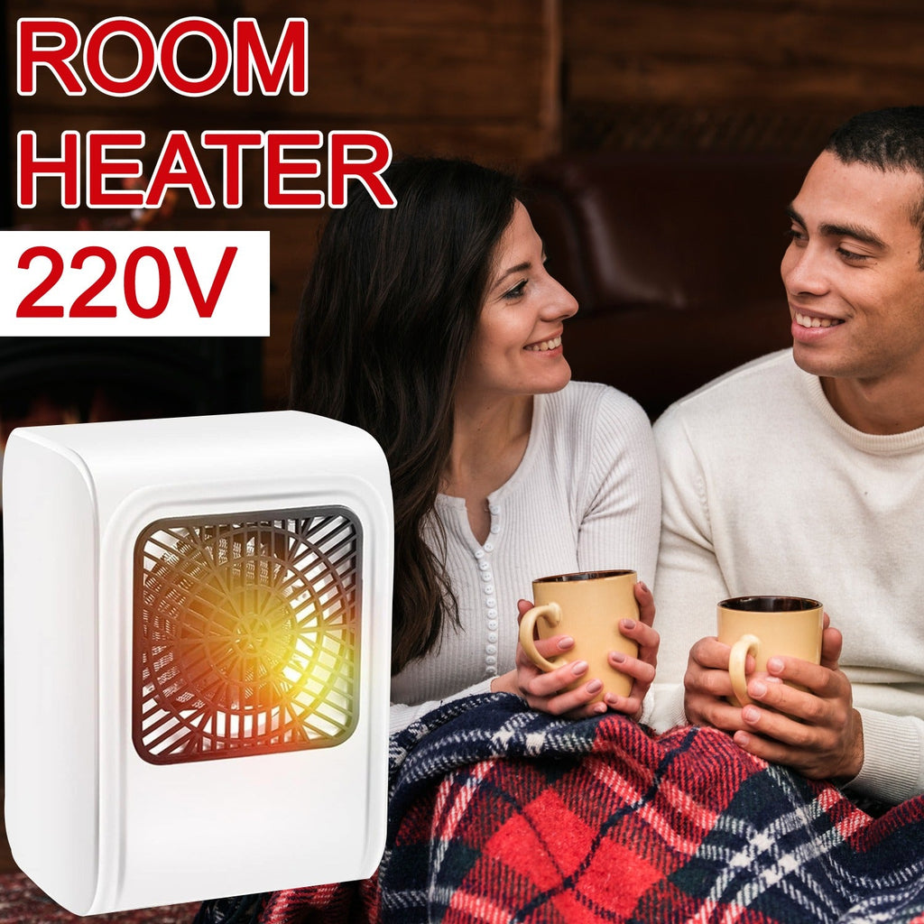 Person enjoying warmth from the VoltDesk room heater in a living room.