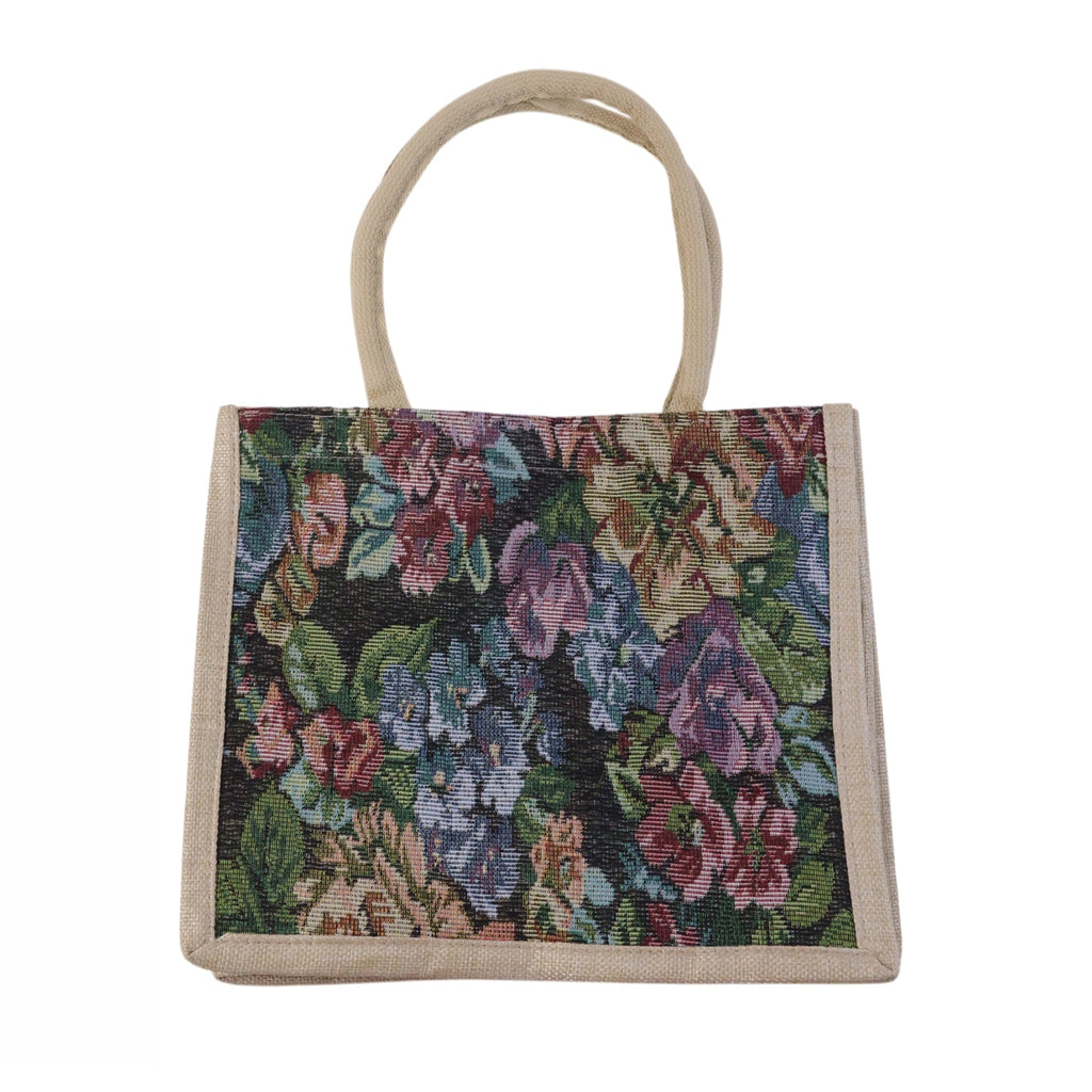 Elegant floral print tote bag showcasing durability and style