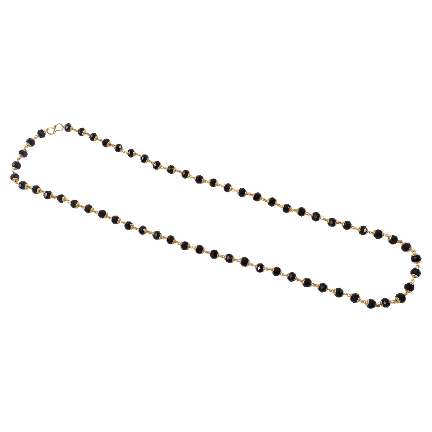 Stylish gold accented black bead chain necklace for ethnic wear