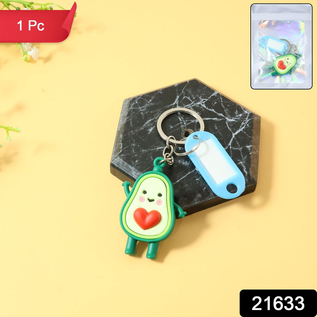 Decorative avocado cartoon keychain with metal key ring for bags and luggage