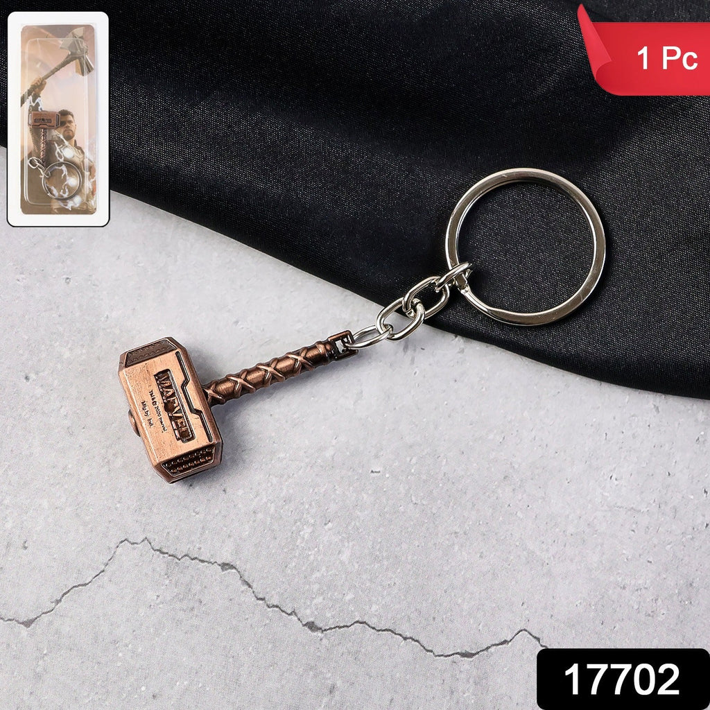 Close-up view of zinc alloy hammer design keychain