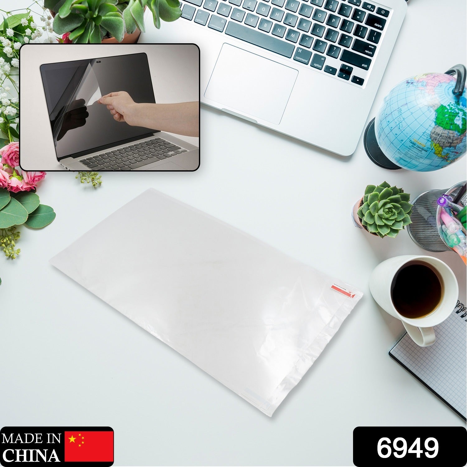 Close-up of the easy-to-hang acrylic Laptop Blue Light Screen Protector.