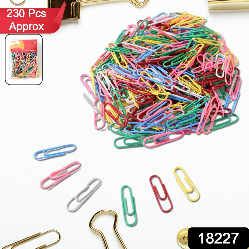 Colorful coated paper clips for document organization in office or school