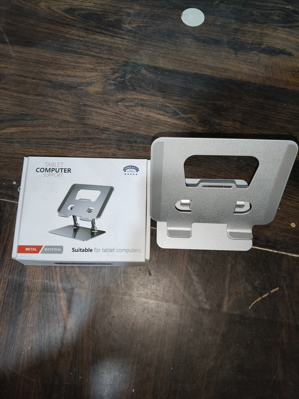 Lifestyle shot of the ergonomic tablet stand enhancing a workspace.