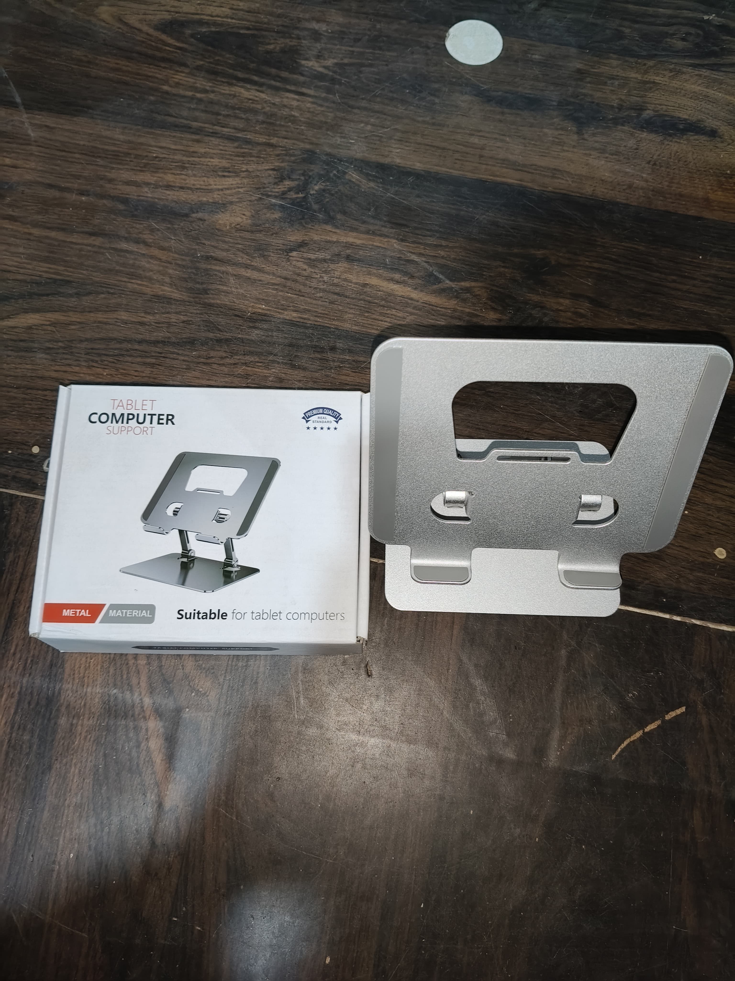 Lifestyle shot of the ergonomic tablet stand enhancing a workspace.
