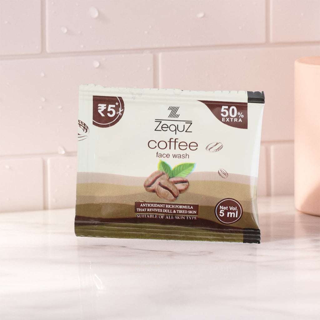 Single-use coffee face wash sachet refreshing foaming cleanser