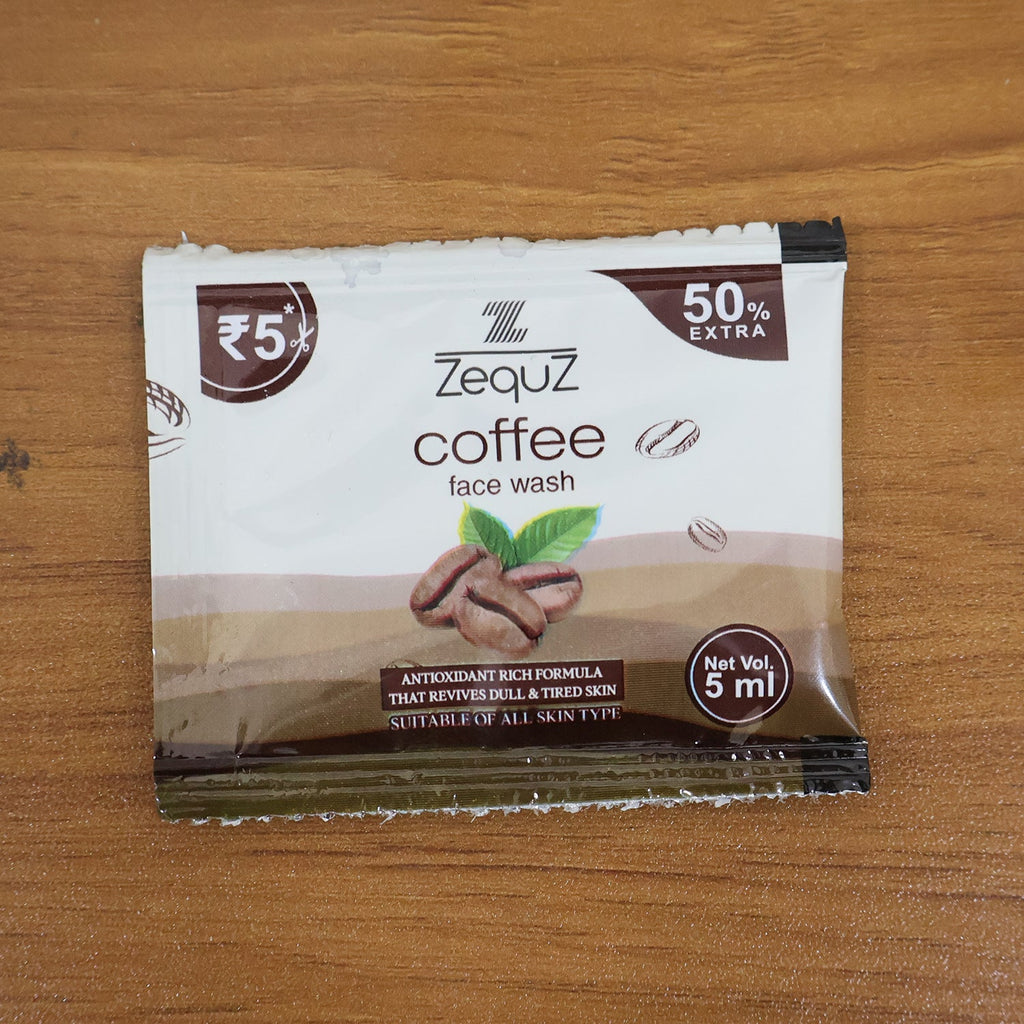 Energizing coffee face wash sachet for daily skin refresh