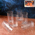 Apex set of six clear unbreakable plastic drinking glasses with faceted design