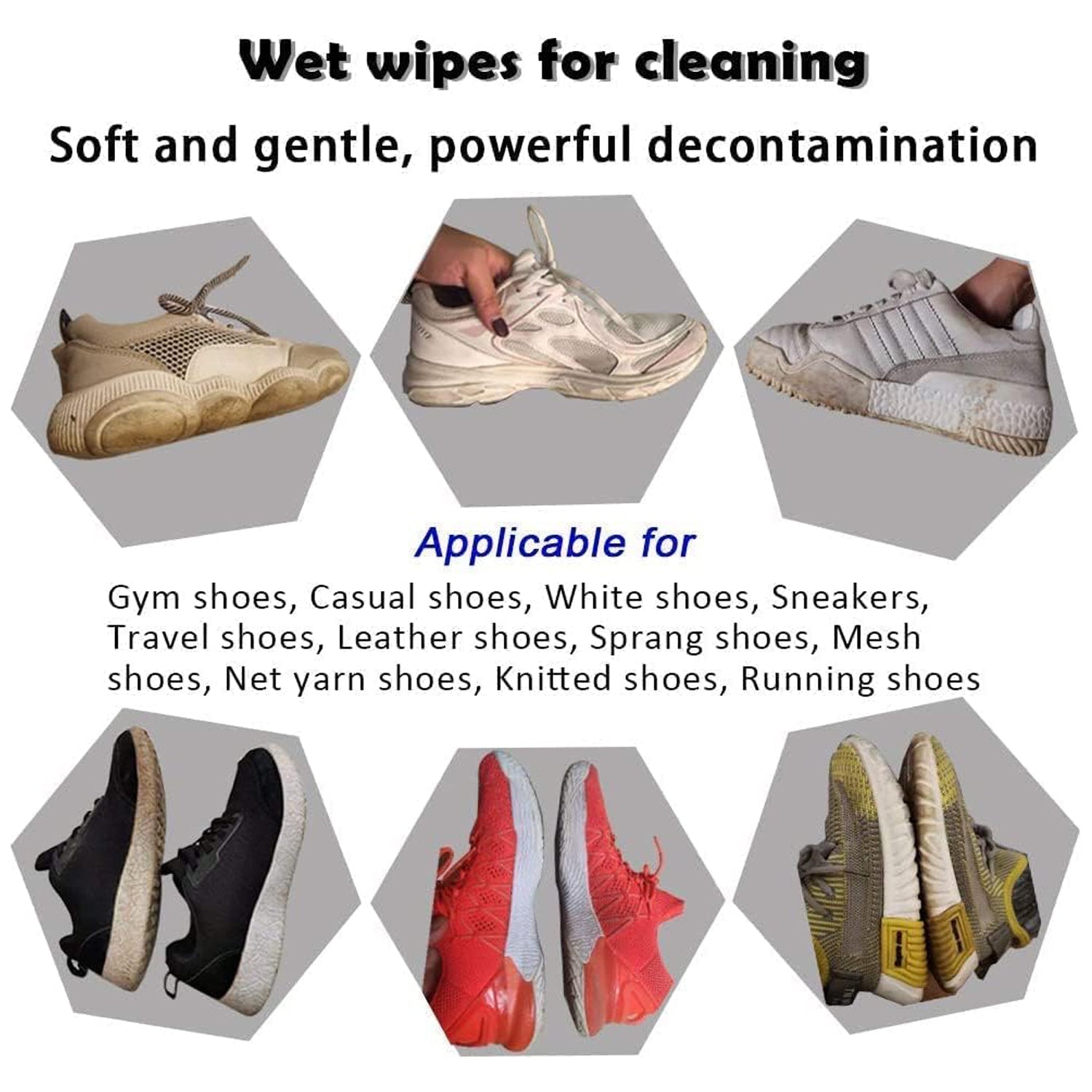 Quick and effective shoe cleaning wet wipes, perfect for travel.