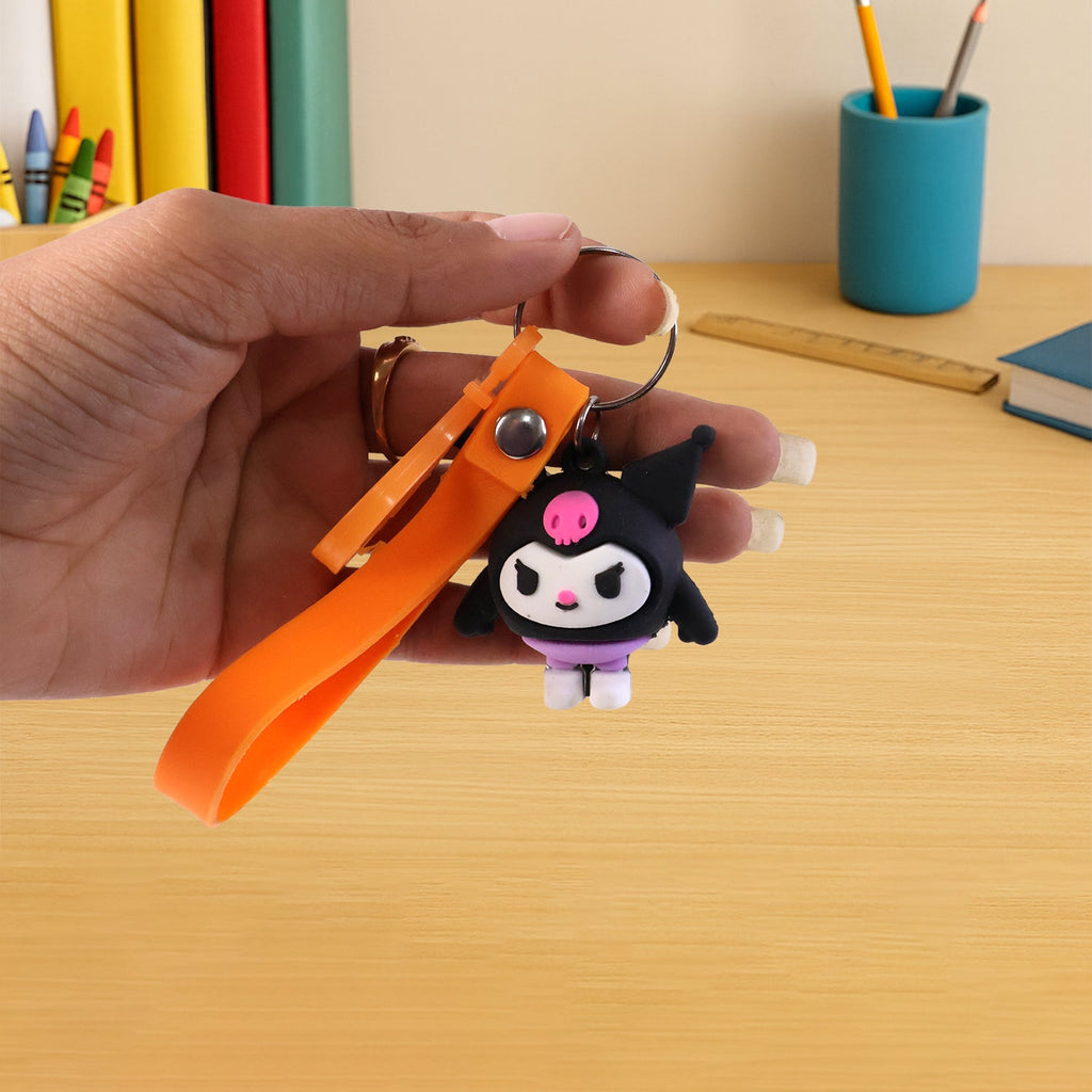 Adorable cartoon figure keychain bag charm for school students