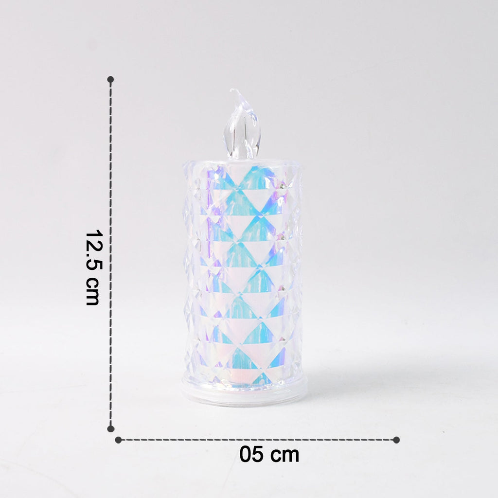 Battery operated LED candle lights with holographic effect illuminating softly