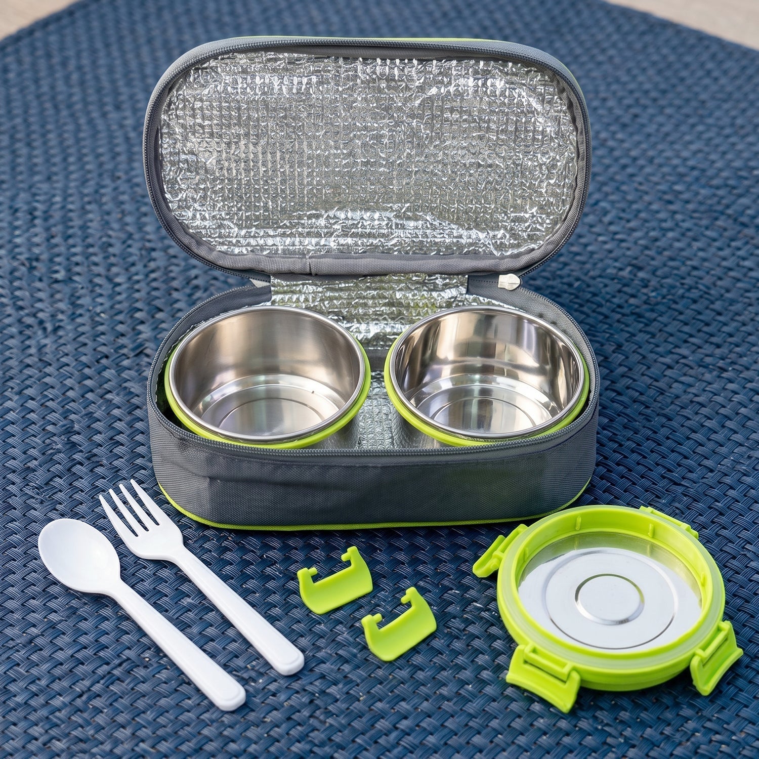 Travel & outdoor insulated stainless steel lunch box set