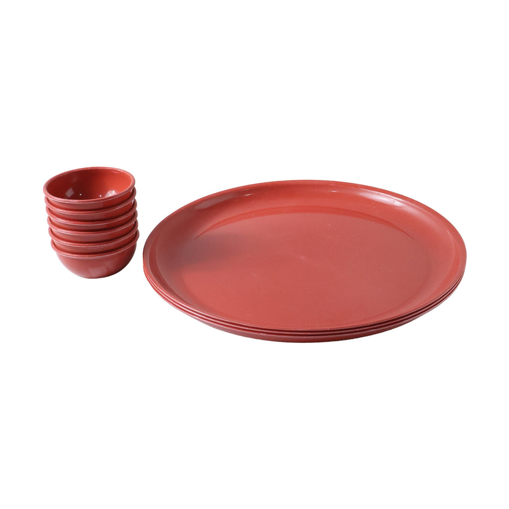 Stacked plates and bowls part of multipurpose serving set