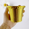 Valencia plastic flower pot shown in outdoor garden setting