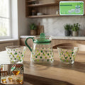 Elegant glass tea pot with transparent polka dot design