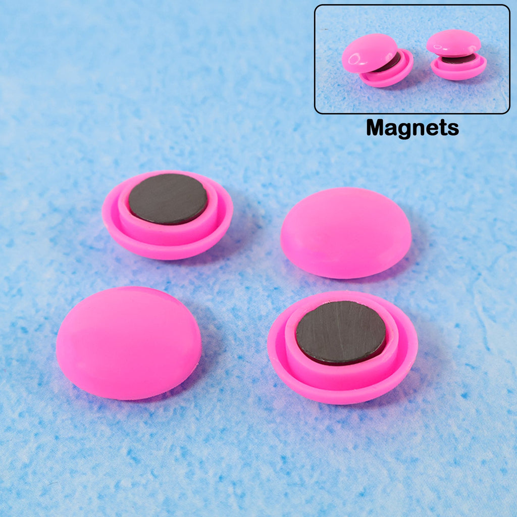 Various Round Fridge Magnets arranged neatly, demonstrating their compact size and strong hold.