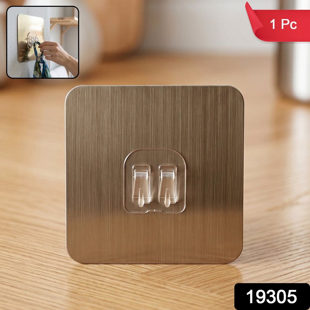 Adhesive wall hook pack showing multiple hooks for home organization
