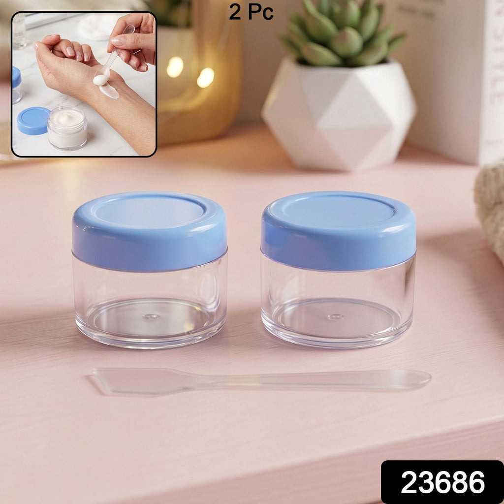 Refillable transparent cosmetic jars with screw-on lids