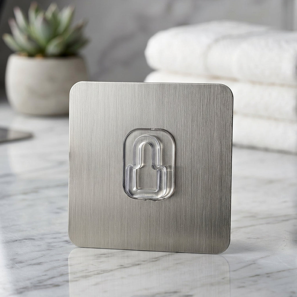 Plastic wall hook installed in bathroom for towels