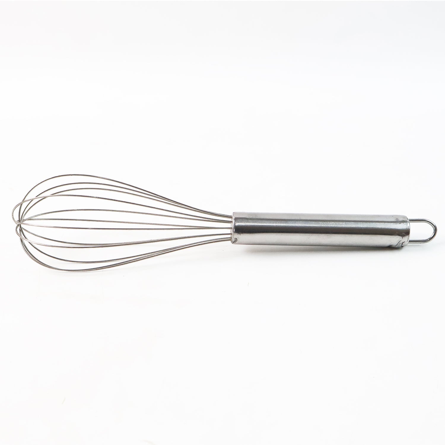 Stainless steel balloon whisk used for mixing batters and sauces