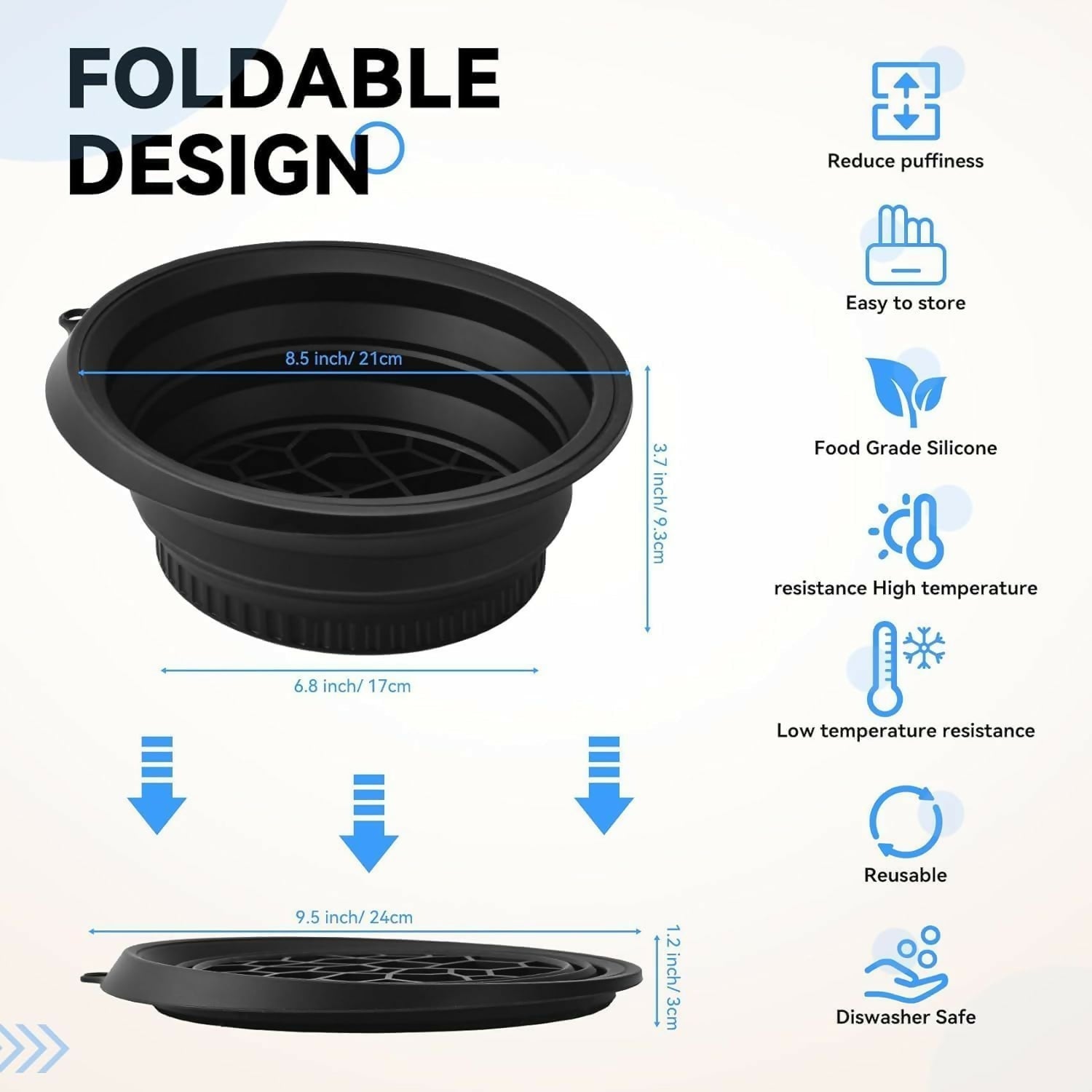 Specifications of  Silicone Face Ice Bowl showing dimensions